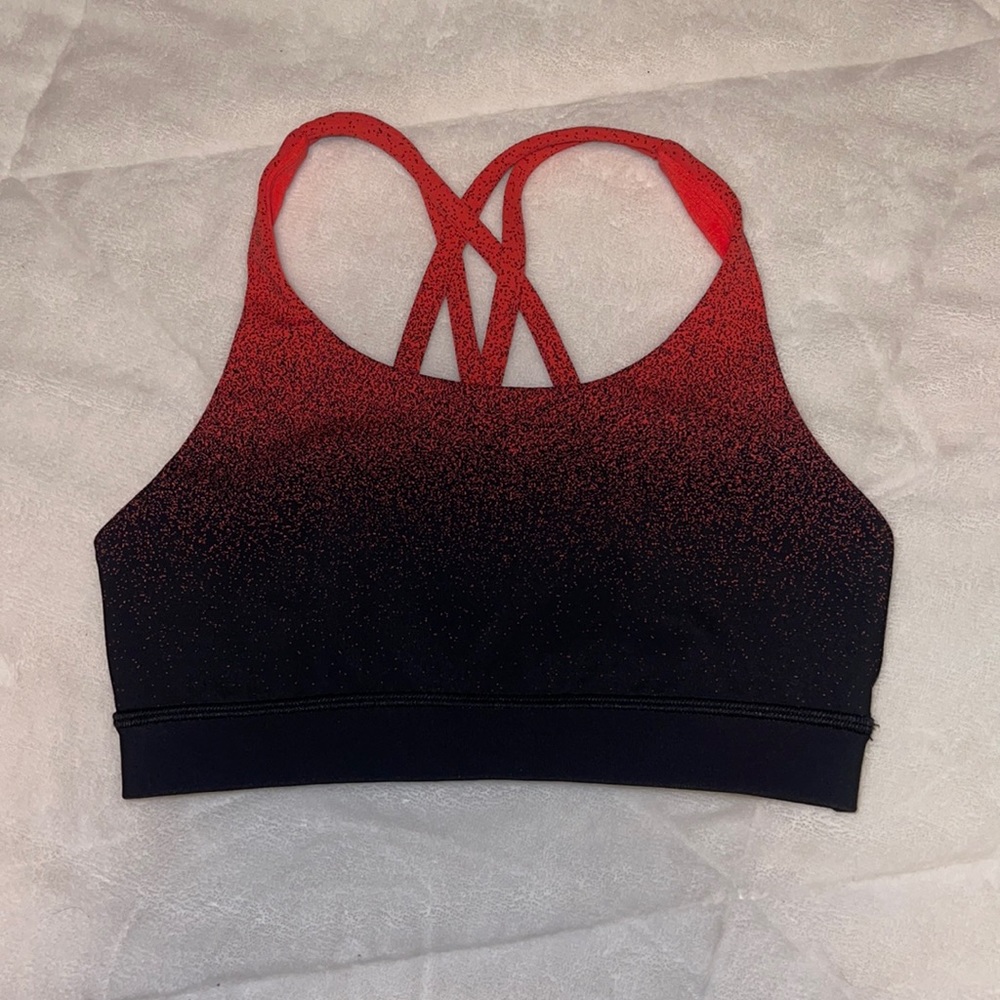 Lululemon Engery Bra, size 4, orange and black